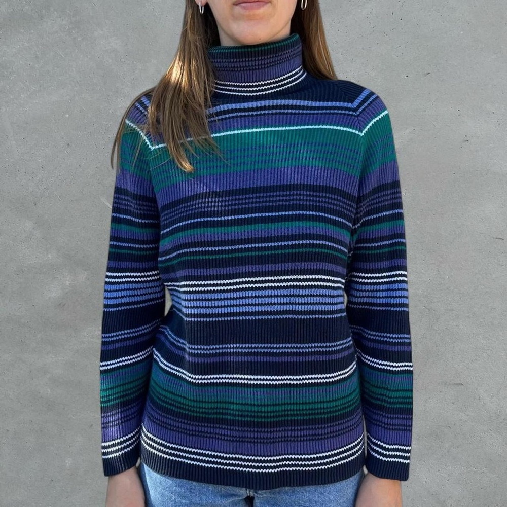 Vintage 90s Striped Turtleneck Sweater